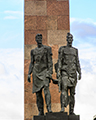 Soldiers in front of the Monument to the Heroic Defenders of Leningrad