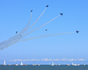 Navy Blue Angels Split Formation over Lake Michigan