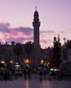Bethlehem-Manger square with Omar Mosque at sunset